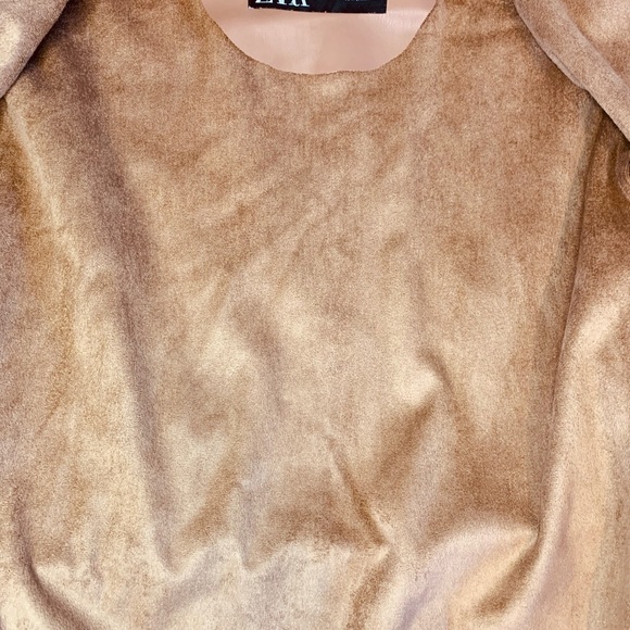 Zara Women’s Camel Faux Leather Belted Oversized Shirt Size Small! - Picture 11 of 13